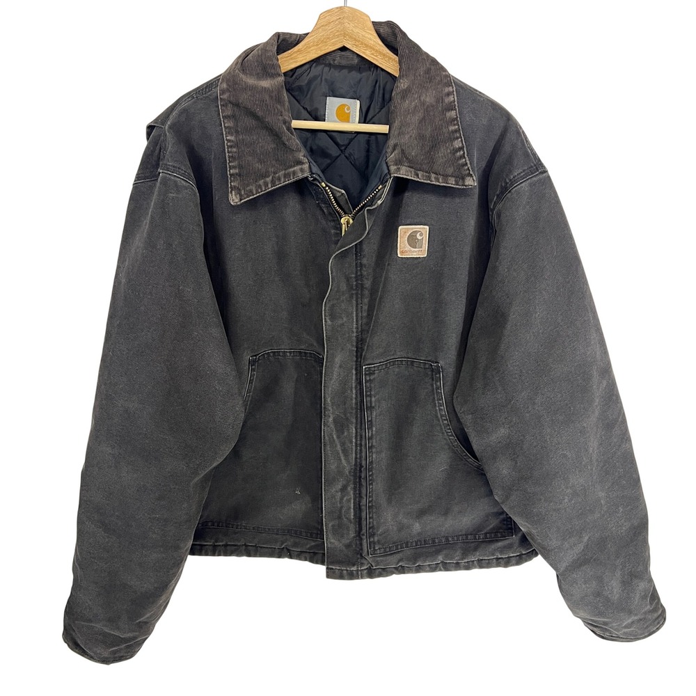 Carhartt Arctic‎ Jacket Faded Black Duck Canvas Quilted Lining Mens 90s Early 00